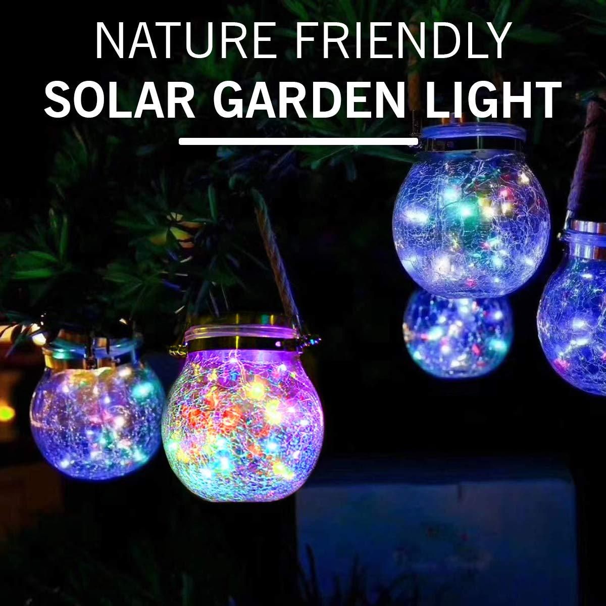 Solar Table Lamp Crack Glass Globe Garden Light
