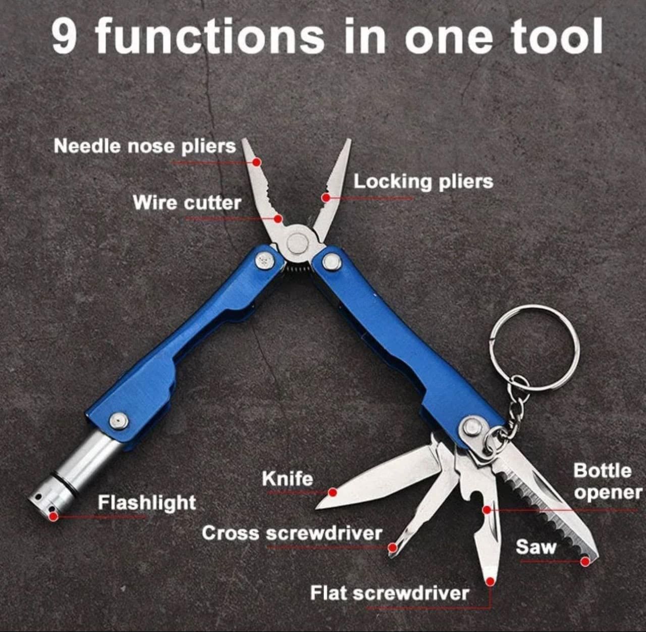9 in 1 MultiFunctional Hand Piler Tool Keychain�
