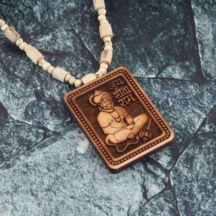 Tusli Kanthi Mala With Hanuman Pendant for Men Wood Locket Set