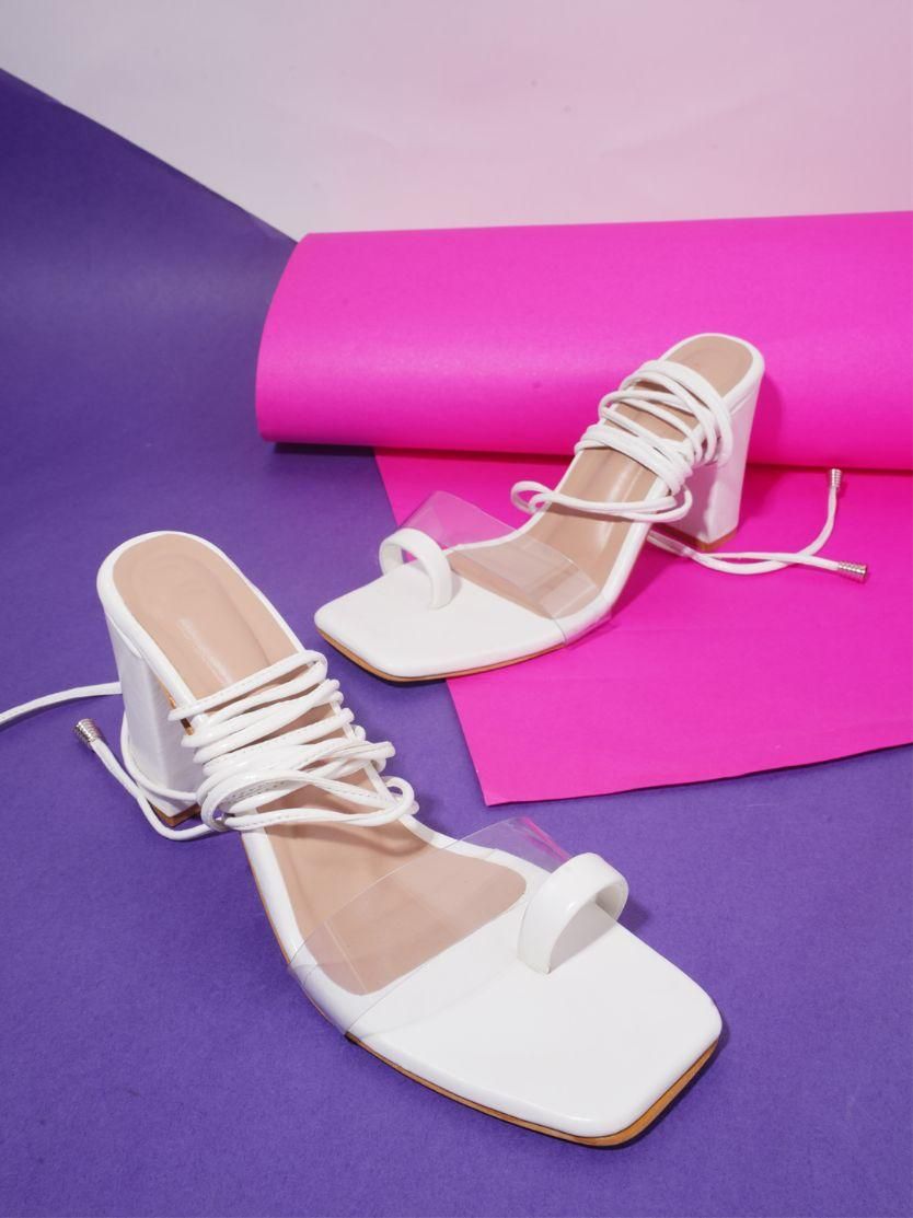 Transparent Block & Strappy Heel Sandal For Women's