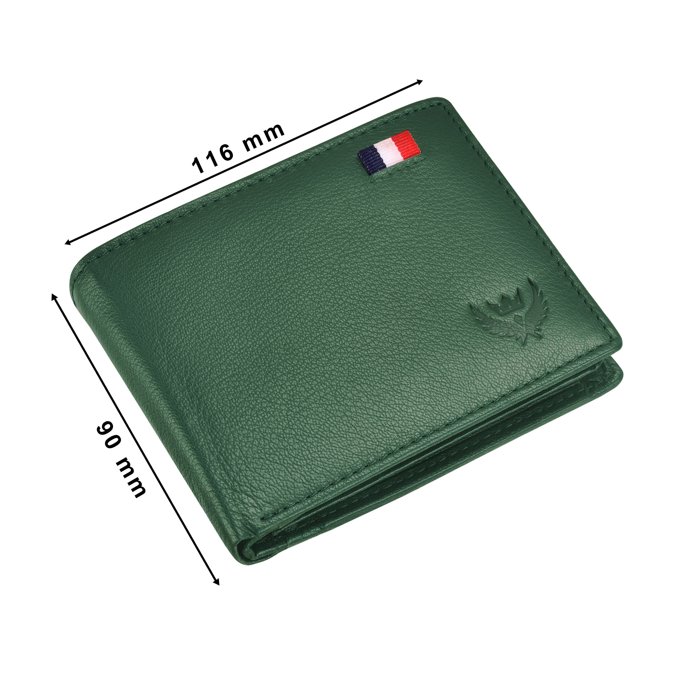 Lorenz India Forest Green Genuine Leather RFID Protected Large Capacity Wallet for Men