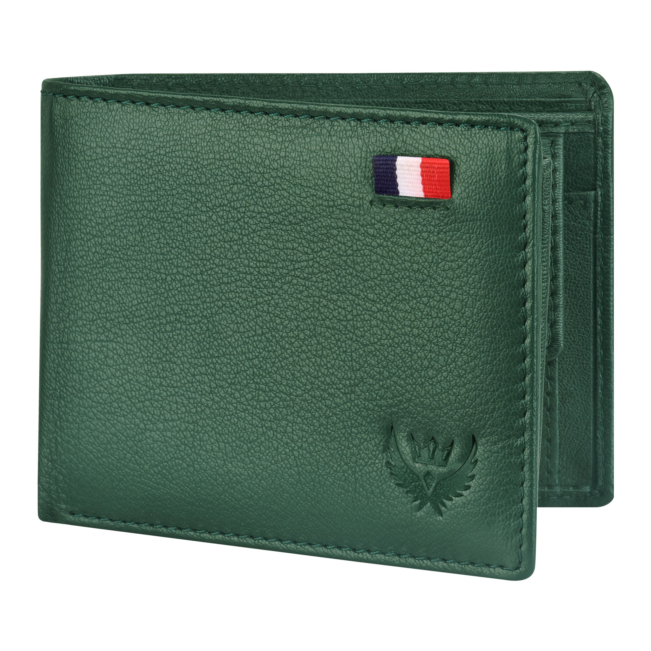 Lorenz India Forest Green Genuine Leather RFID Protected Large Capacity Wallet for Men