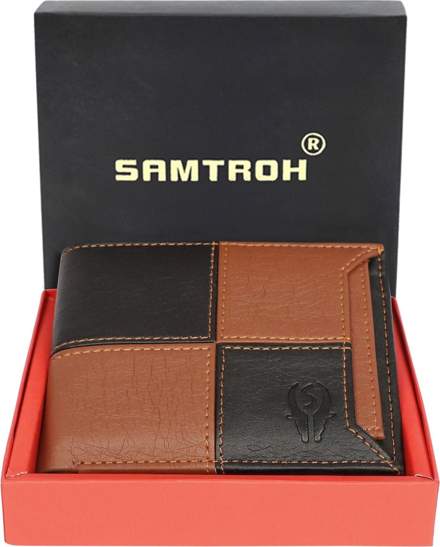 SAMTROH Men Travel, Casual, Trendy, Formal Brown, Black Artificial Leather Wallet (6 Card Slots)