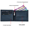 Lorenz Bi-Fold Autumn Navy Blue RFID Blocking Leather Wallet for Men with Flap & Coin Pocket Feature