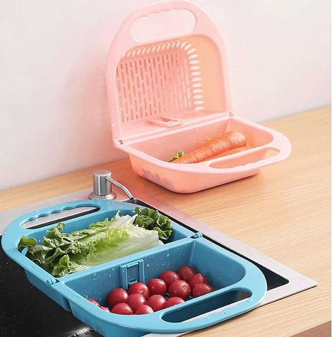 Multifunctional Foldable Drain Basket Hanging Fruit and Vegetable Storage Basket