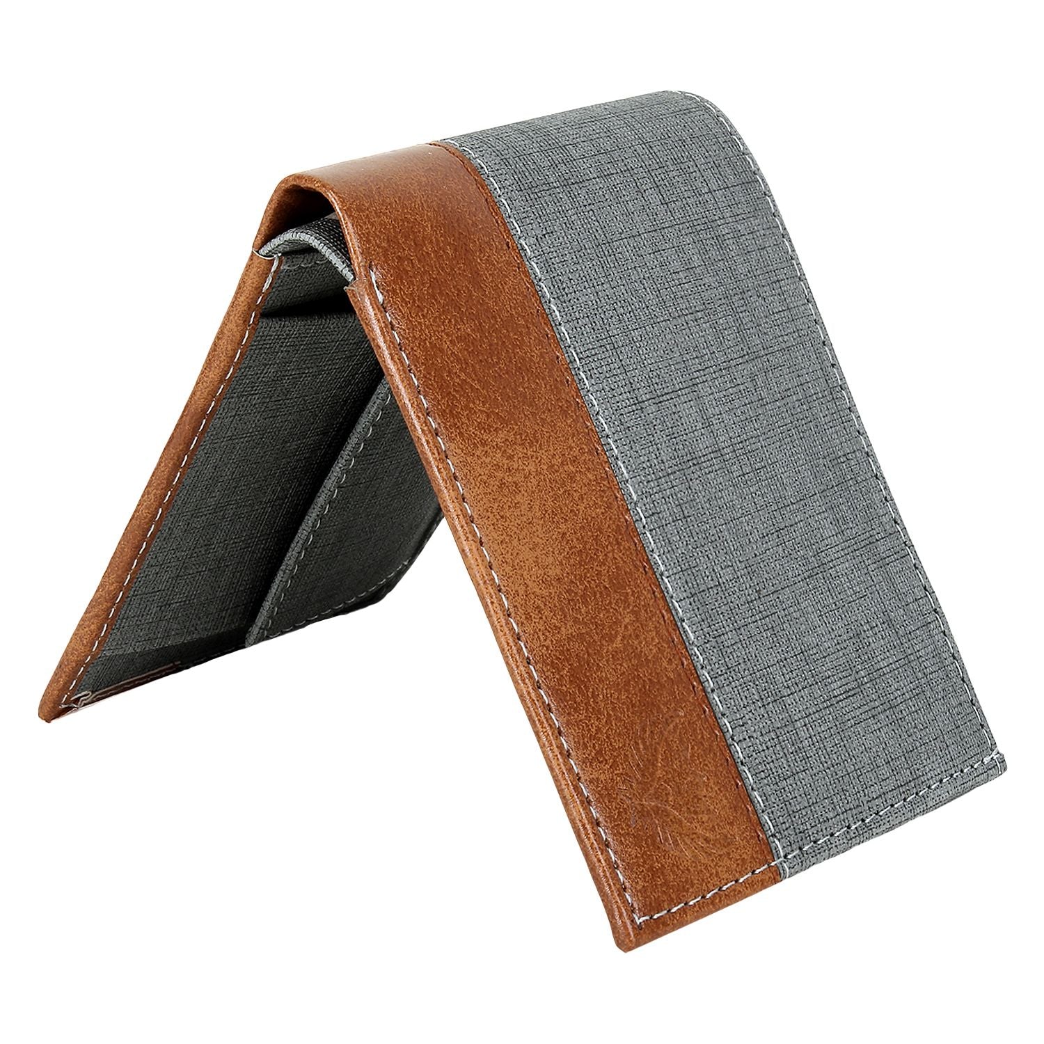 Lorenz Casual Bi-Fold Wallet for Men (Gray,Tan)