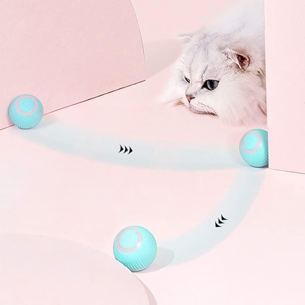 Rotating Cat Toy Ball, Interactive Cat Toys Rechargeable Rotating Ball with LED