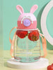 Cute Cartoon Rabbit Ear Straw water Bottle with sipper For Kids Teens Girls 750ml